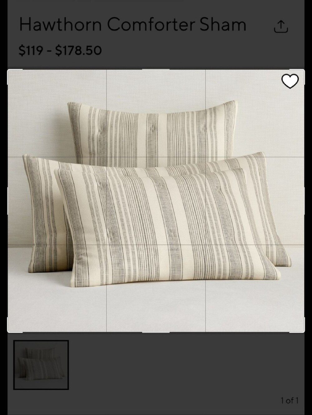Pottery Barn Hawthorn Stripe  Comforter Sham King Size Set Of 2 NWT